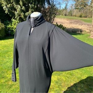 Rare Vintage Frank Usher “deadstock” long evening gown, dolman sleeves, black